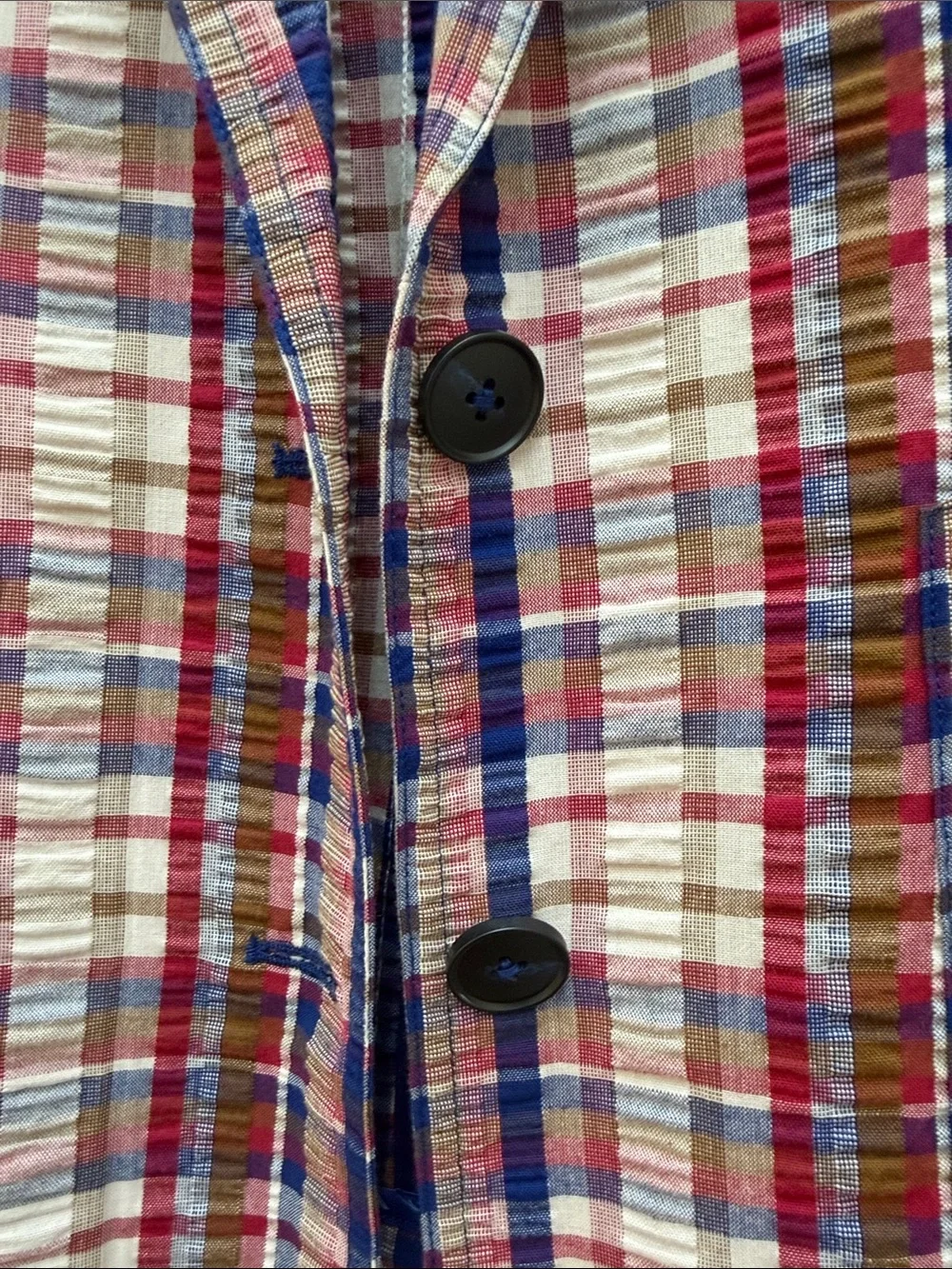 Beautiful Plaid Seersucker Blazer in Red Multi